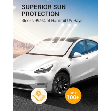 Basenor Tesla Model 3 Model Y Windshield Sunshade for Heat Protection