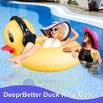 DeeprBetter Inflatable Duck Pool Floats with Lights,2 Pack Solar Powered Duck Pool Floaties,42" Large Inflatables Rafts for Swimming Pool Tubes Lake Beach Floaty Swim Rings Pool Party for Adults