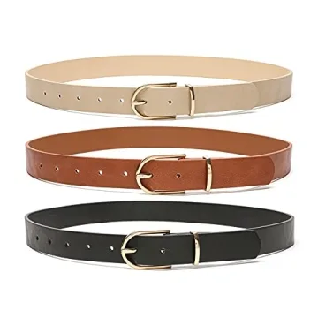 MORELESS 3 Pack Women's Faux Leather Waist Belts - Stylish & Comfortable for All Occasions