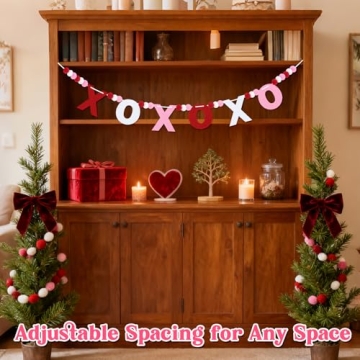 HEAEUNK 3 Pcs Valentines Day Decorations, Pre-Strung XOXO & Pom Pom Valentines Day Garland, 10ft Adj...