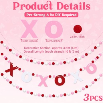 Pre-Strung Valentine’s Day Garland Set for Festive Decor