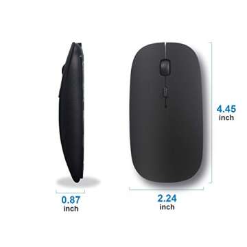 SUNGI Bluetooth Mouse for Laptop/iPad/Android PC,Rechargable Quiet Slim Wireless Mice Compatible with Windows/Linux/Tablet,Black