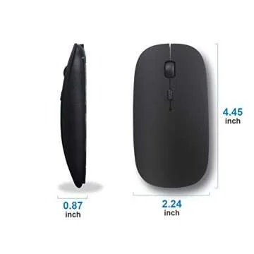 SUNGI Bluetooth Mouse for Laptop/iPad/Android PC,Rechargable Quiet Slim Wireless Mice Compatible with Windows/Linux/Tablet,Black