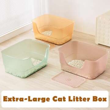 Extra Large Cat Litter Box with Clear Jelly Color,High Sided Litter Box for Big Cats,XL Cat Litter B...
