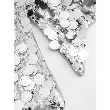 CIDER Sequin Asymmetrical Split Tube Crop Top: Silver, M