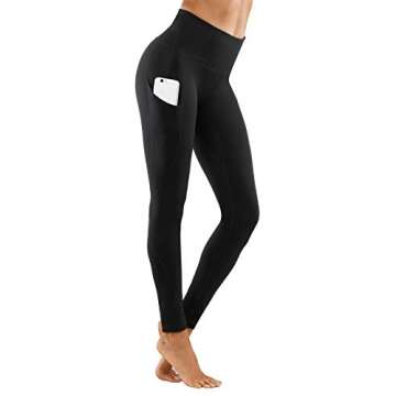 Lingswallow High Waist Yoga Pants - Yoga Pants with Pockets Tummy Control, 4 Ways Stretch Workout Running Yoga Leggings (Black, Medium)