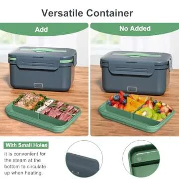 Vingud Electric Lunch Box Food Heater, 1.8L Heating Lunch Box for Work/Car/Truck, Heated Lunch Boxes for Adults with 1.8L Stainless Steel Container, 12V 24V 110V (Dark Gray)