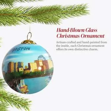 Art Studio Company - Hand Painted Christmas Ornament, Blown Glass, Hanging Tree Ornament, Holiday De...