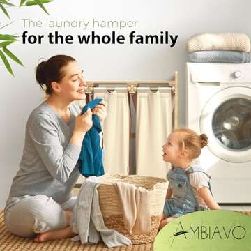 AMBIAVO Laundry Hamper - Eco-Friendly Bamboo 3 Section Sorter