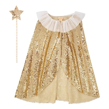 Meri Meri Gold Sparkle Cape Costume for Kids 3-6