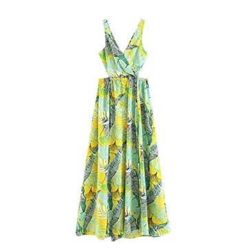 Floerns Women Sexy Sleeveless V-Neck Floral Maxi Dress