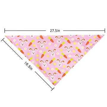 Easter Day Dog Bandana, Holiday Cat Bandana Bunny and Carrot Scarfs for Small Medium Large Dogs Cats...