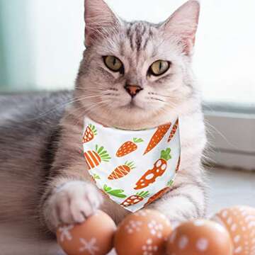 Easter Day Dog Bandana, Holiday Cat Bandana Bunny and Carrot Scarfs for Small Medium Large Dogs Cats Pet Puppies (Hoppy Hour/Pink, Large)