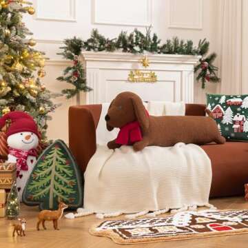 Christmas Dachshund Body Pillow - Adorable Festive Decor
