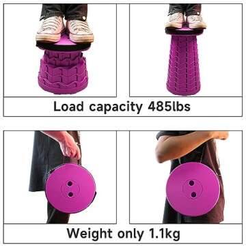 ZTMT FoldingStool Colorful Stool Body Portable Collapsible Stool Seat Max Load Capacity 397lbs, Telescopic Folding Stools Retractable Stools for Adult Camping Hiking Travel Outdoor BBQ