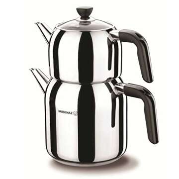 Korkmaz 18/10 Cr-Ni Stainless Steel A079-01 Kappa Mega Tea Pot Set, 4.3 L