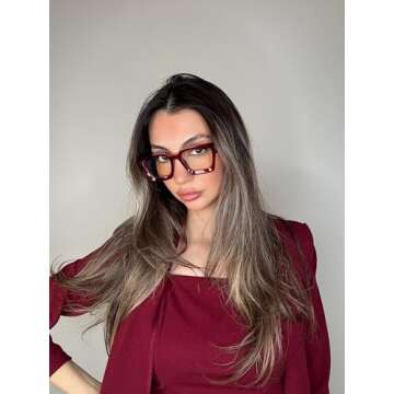 VISOONE Enhanced Version Rectangle Chic Preppy Look Blue Light Blocking Glasses for Women Men RIVER-LIGHTER