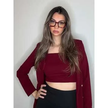 VISOONE Enhanced Version Rectangle Chic Preppy Look Blue Light Blocking Glasses for Women Men RIVER-LIGHTER