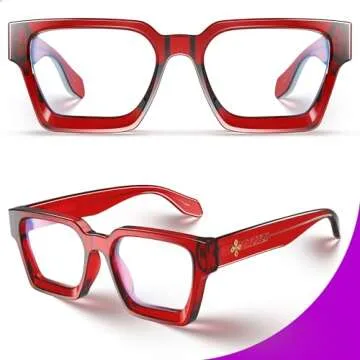 VISOONE Enhanced Version Rectangle Chic Preppy Look Blue Light Blocking Glasses for Women Men RIVER-LIGHTER