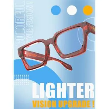 VISOONE Enhanced Version Rectangle Chic Preppy Look Blue Light Blocking Glasses for Women Men RIVER-LIGHTER