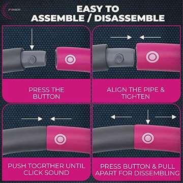 FIINER Weighted Hula Hoop for Adults Weight Loss | Waist Trainer Exercise | Comfortable Soft Padded Fitness Hoops for Home, Office, Gym | Core and Abs Strengthening Workout – 8 Adjustable Sections