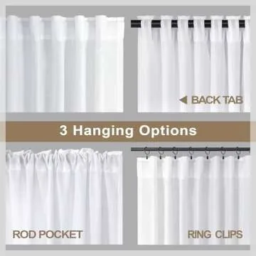 Solid White 96-Inch Curtains for Living Room - 2 Panel Set