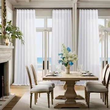 Solid White 96-Inch Curtains for Living Room - 2 Panel Set