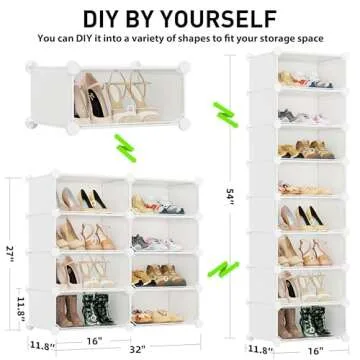 HOMICKER Shoe Rack Organizer,8 Tier Shoe Storage Cabinet with Door Expandable Plastic Shoe Shelves for Closet,Entryway,Hallway,Bedroom