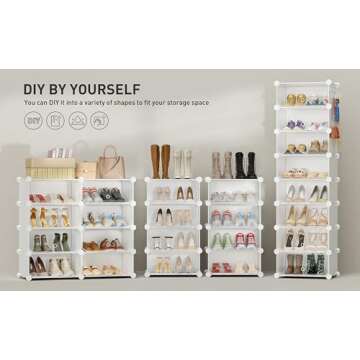 HOMICKER Shoe Rack Organizer,8 Tier Shoe Storage Cabinet with Door Expandable Plastic Shoe Shelves for Closet,Entryway,Hallway,Bedroom