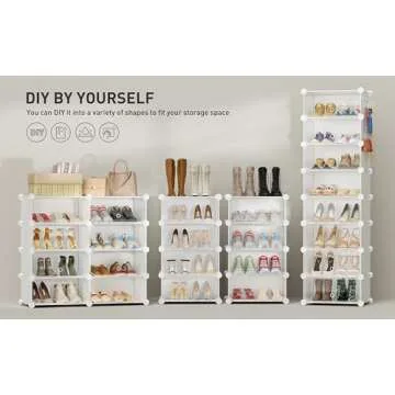 HOMICKER Shoe Rack Organizer,8 Tier Shoe Storage Cabinet with Door Expandable Plastic Shoe Shelves for Closet,Entryway,Hallway,Bedroom