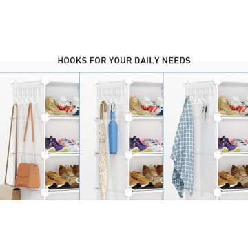 HOMICKER Shoe Rack Organizer,8 Tier Shoe Storage Cabinet with Door Expandable Plastic Shoe Shelves for Closet,Entryway,Hallway,Bedroom