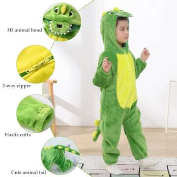 TONWHAR Kids' and Toddlers' Infant Tiger Dinosaur Animal Fancy Dress Costume Outfit Hooded Romper Ju...