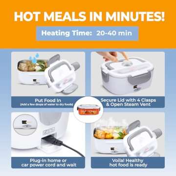 FORABEST Electric Lunch Box | 80W Portable Food Warmer