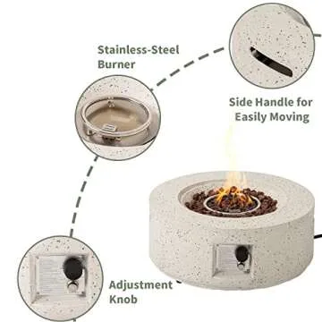 COSIEST Outdoor Propane Fire Pit Coffee Table, 28-inch Terrazzo Round Base Patio Heater, 40,000 BTU Stainless Steel Burner, Free Lava Rocks, Waterproof Cover