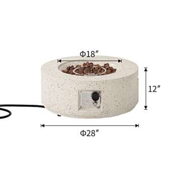COSIEST Outdoor Propane Fire Pit Coffee Table, 28-inch Terrazzo Round Base Patio Heater, 40,000 BTU Stainless Steel Burner, Free Lava Rocks, Waterproof Cover