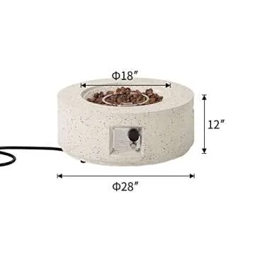 COSIEST Outdoor Propane Fire Pit Coffee Table, 28-inch Terrazzo Round Base Patio Heater, 40,000 BTU Stainless Steel Burner, Free Lava Rocks, Waterproof Cover