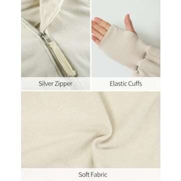 Stylish Arssm Cropped Hoodie Women Long Sleeve Zip Up