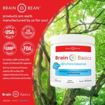 Brain Basics Ultra-Pure Colostrum for Gut-Brain Support 4000mg