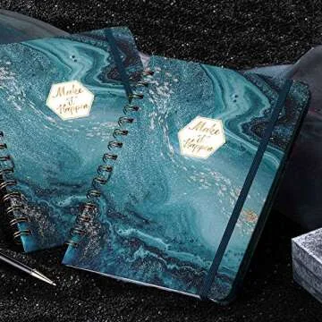 Spiral Journal/Notebook - Lined Journal with Hardcover and Premium Thick Paper, 8.5" x 6.5", College Ruled Spiral Notebook/Journal, Strong Twin-Wire Binding, Back Pocket, Blue Pattern