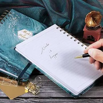 Spiral Journal/Notebook - Lined Journal with Hardcover and Premium Thick Paper, 8.5" x 6.5", College Ruled Spiral Notebook/Journal, Strong Twin-Wire Binding, Back Pocket, Blue Pattern