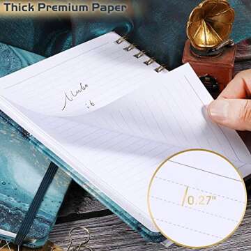 Spiral Journal/Notebook - Lined Journal with Hardcover and Premium Thick Paper, 8.5" x 6.5", College Ruled Spiral Notebook/Journal, Strong Twin-Wire Binding, Back Pocket, Blue Pattern