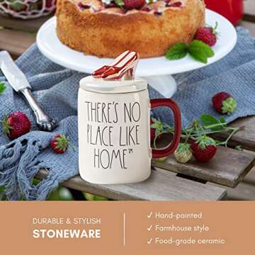 Rae Dunn WIZARD OF OZ “THERE’S NO PLACE LIKE HOME” Mug and Ruby-Red-Slipper Top
