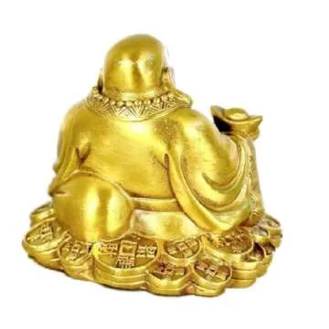 SMRTHMRT Feng Shui Decor Laughing Buddha Statue Maitreya Figurine Carrying Money Bag Happy Buddha for God Luck Brass Sculptures Home Decorations (Small)