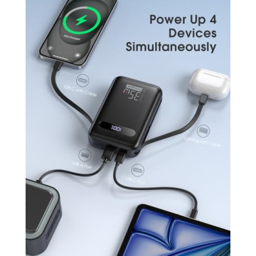 EnergyQC 20000mAh Portable Charger with Built-in Cables