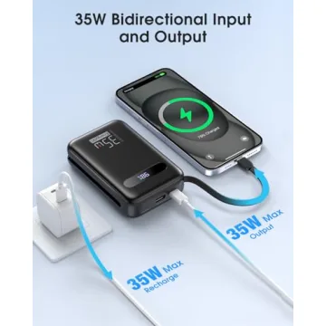 EnergyQC 20000mAh Portable Charger with Built-in Cables