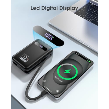 EnergyQC 20000mAh Portable Charger with Built-in Cables