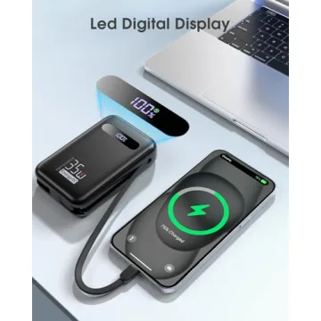 EnergyQC 20000mAh Portable Charger with Built-in Cables