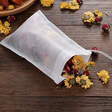 400 Pcs Tea Filter Bags Disposable Empty Tea Bags Cotton Drawstring Seal Tea Infusers Bag for Loose Leaf Teal