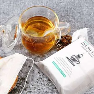 400 Pcs Tea Filter Bags Disposable Empty Tea Bags Cotton Drawstring Seal Tea Infusers Bag for Loose Leaf Teal