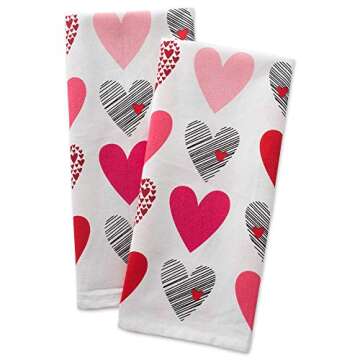 DII Valentine's Day Dishtowel Set, 2 Piece, Hearts Collage 18x28